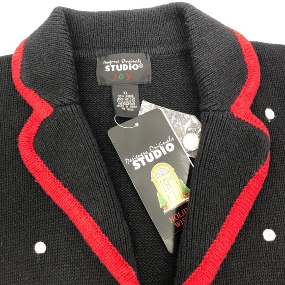 NEW Designers Originals Christmas Sweater Santa Snowman Cardigan Size XL - Picture 3 of 7